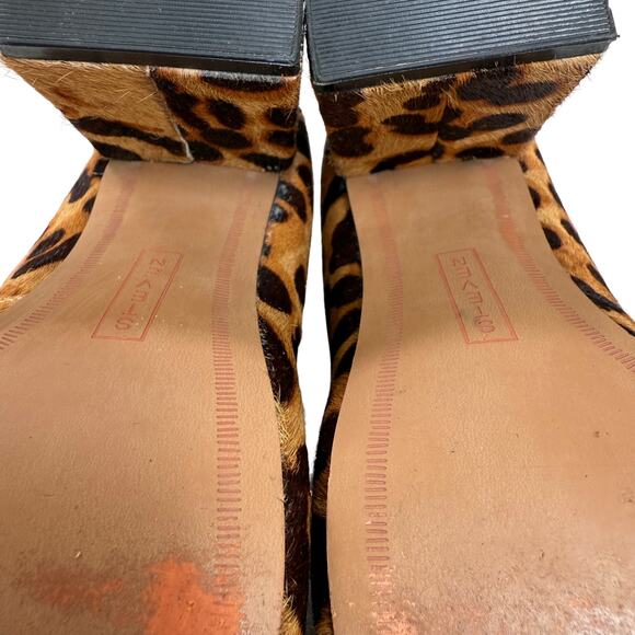 Steven Pamina Block Heel Leopard Print Shoes 6.5M Calf Hair Mob Wife Office Work - Picture 13 of 13
